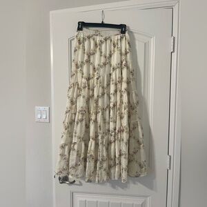 Floral Tiered Maxi Skirt in Cream by Altrd State